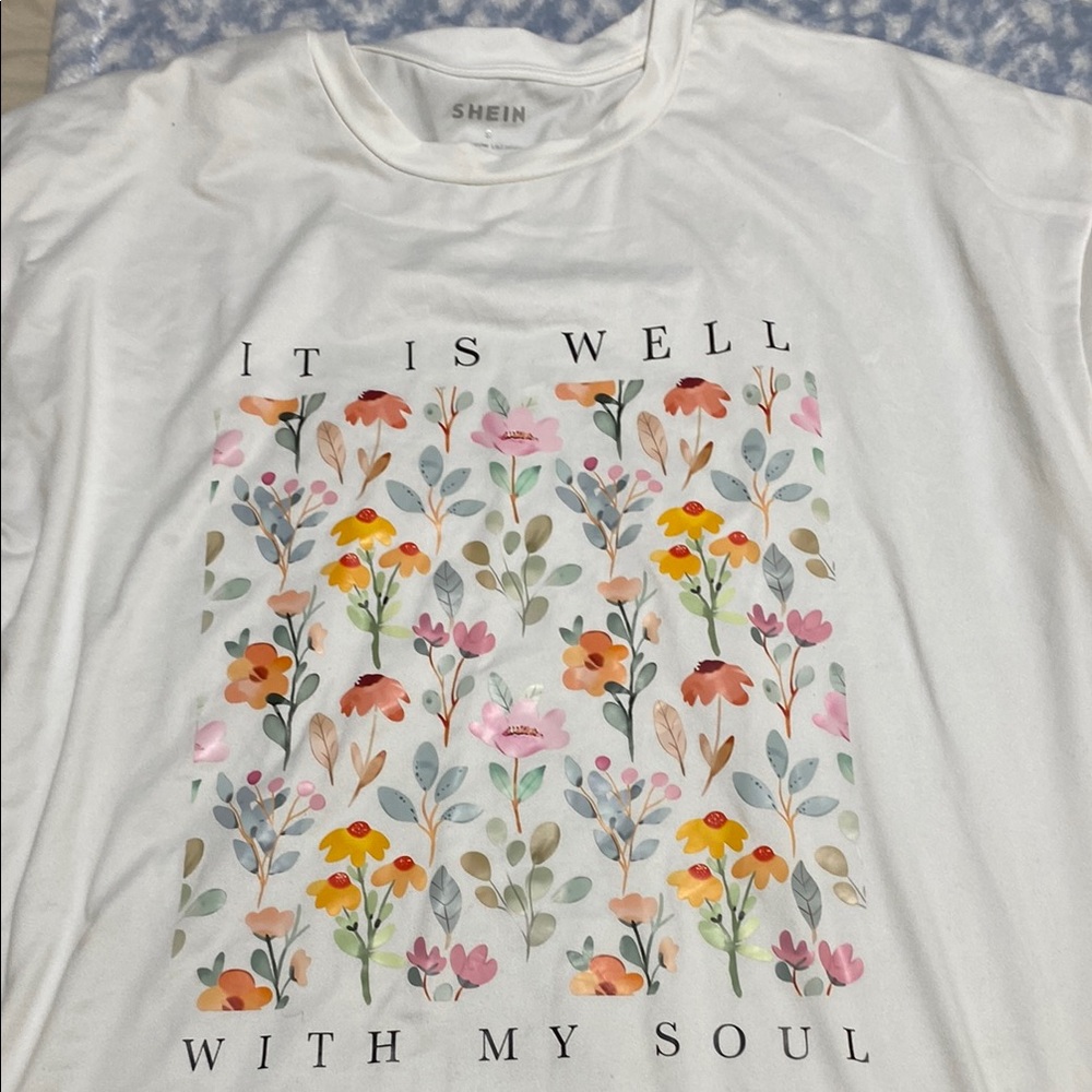 White Floral Graphic Tee